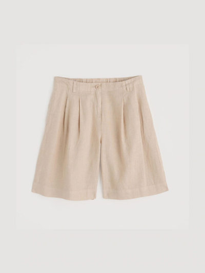 Seasalt Cornwall Clover Bloom Linen Shorts Whelk Flat Lay