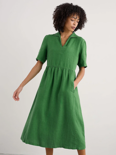 Seasalt Cornwall Fen Violet Linen Midi Dress Hedgerow Detail