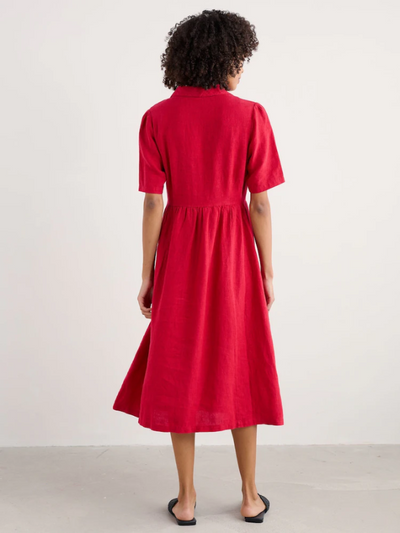 Seasalt Cornwall Fen Violet Linen Midi Dress Scarlet Back