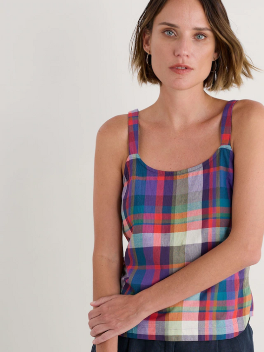 Seasalt Cornwall Hare's Tail Vest Florabunda Multi Damson Front