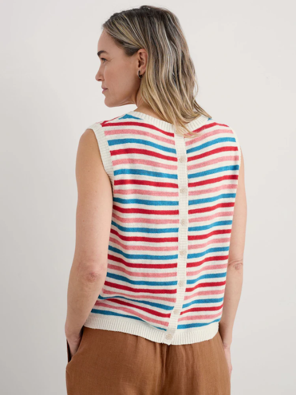 Seasalt Cornwall Knavock Knitted Vest Mini Cornish Pink Sky Mix Back