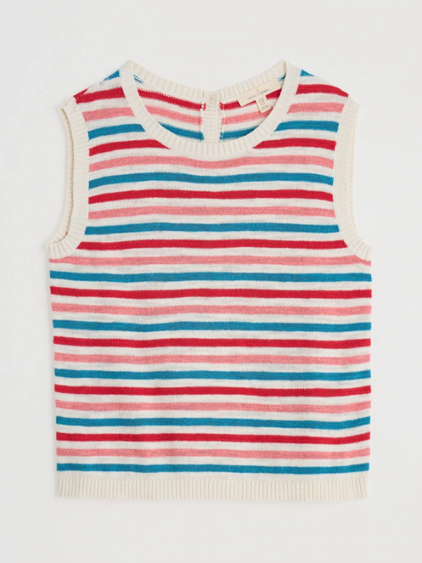 Seasalt Cornwall Knavock Knitted Vest Mini Cornish Pink Sky Mix Flat Lay