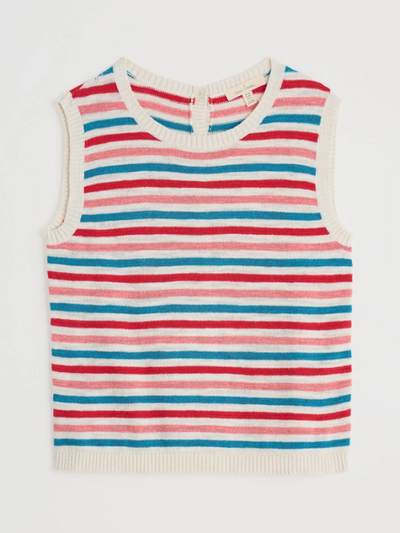 Seasalt Cornwall Knavock Knitted Vest Mini Cornish Pink Sky Mix Flat Lay