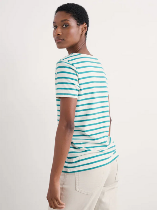 Seasalt Cornwall Sailor T-Shirt Breton Chalk Tidal Back