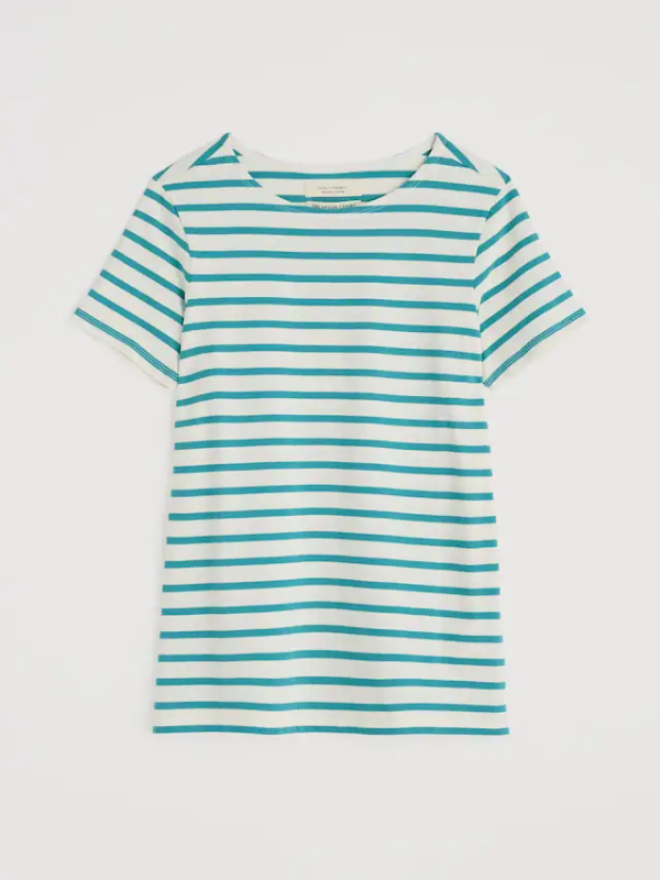 Seasalt Cornwall Sailor T-Shirt Breton Chalk Tidal Flat Lay