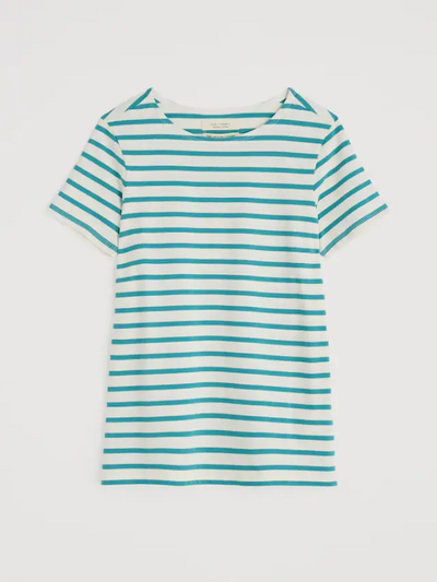 Seasalt Cornwall Sailor T-Shirt Breton Chalk Tidal Flat Lay