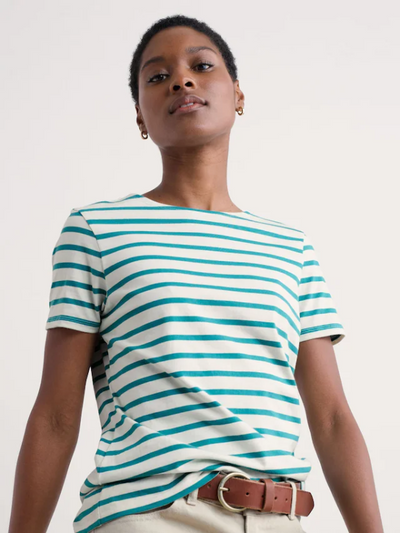 Seasalt Cornwall Sailor T-Shirt Breton Chalk Tidal Front