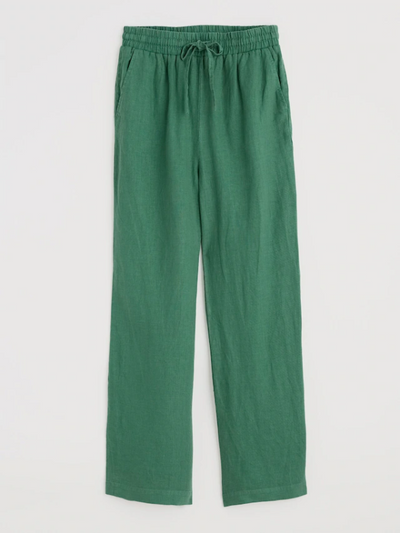 Seasalt Cornwall Tide Flow Wide Leg Linen Pants Pine Flat Lay