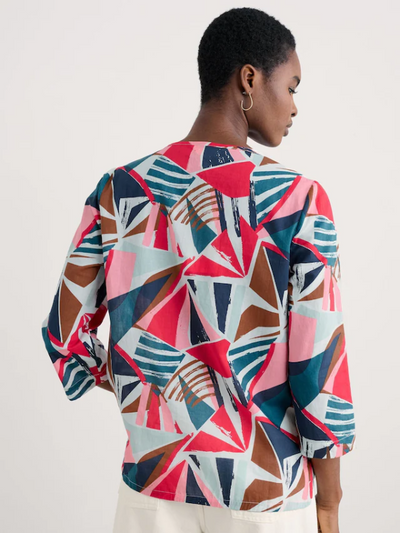 Seasalt Cornwall Watercolour Sketch 3/4 Sleeve Top Spinnaker Sails Chalk Back