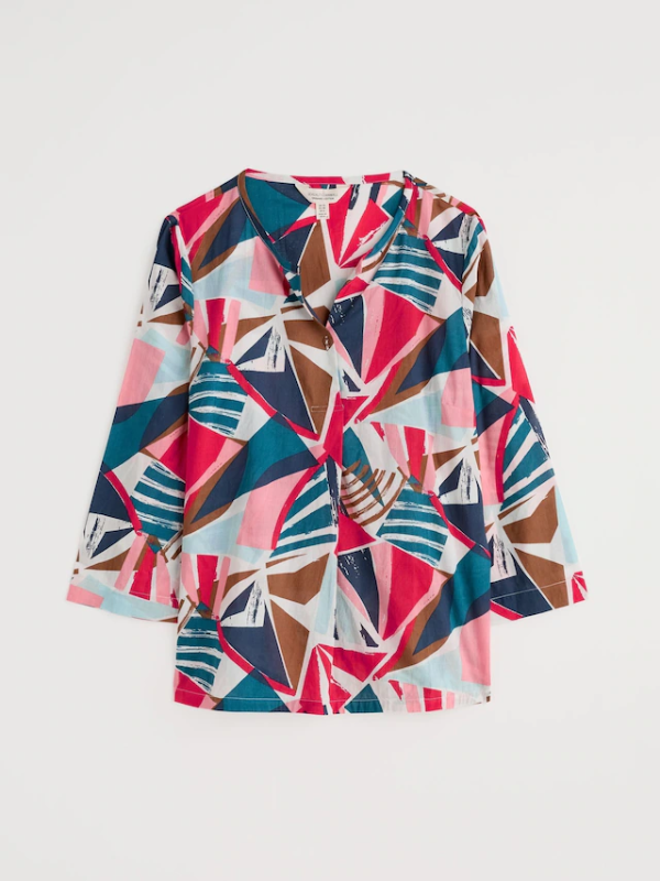 Seasalt Cornwall Watercolour Sketch 3/4 Sleeve Top Spinnaker Sails Chalk Flat Lay