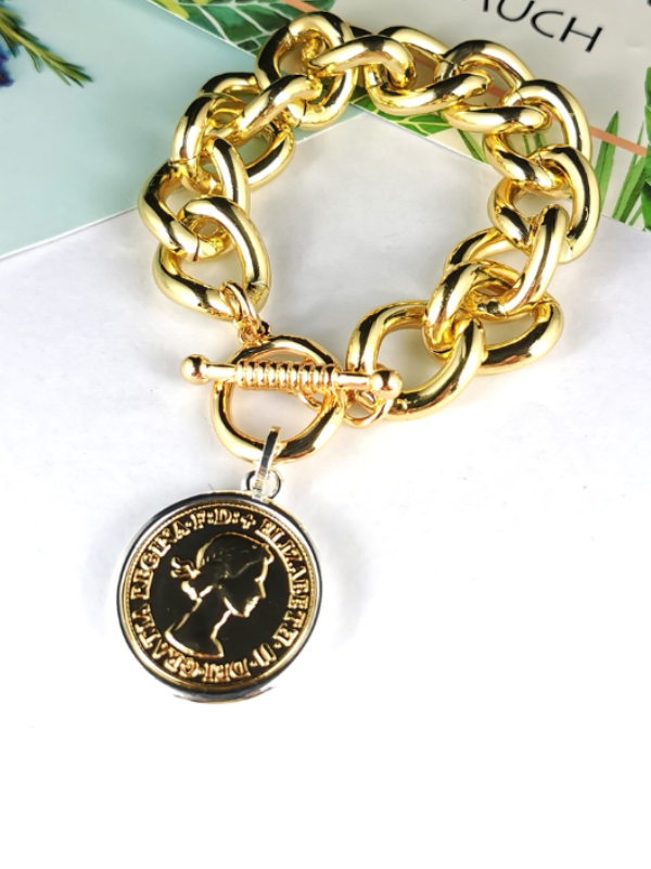 SHE Jewellery Coin Charm Chain Bracelet Gold