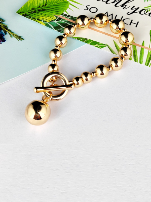 SHE Jewellery Sphere Charm Beaded Bracelet Gold