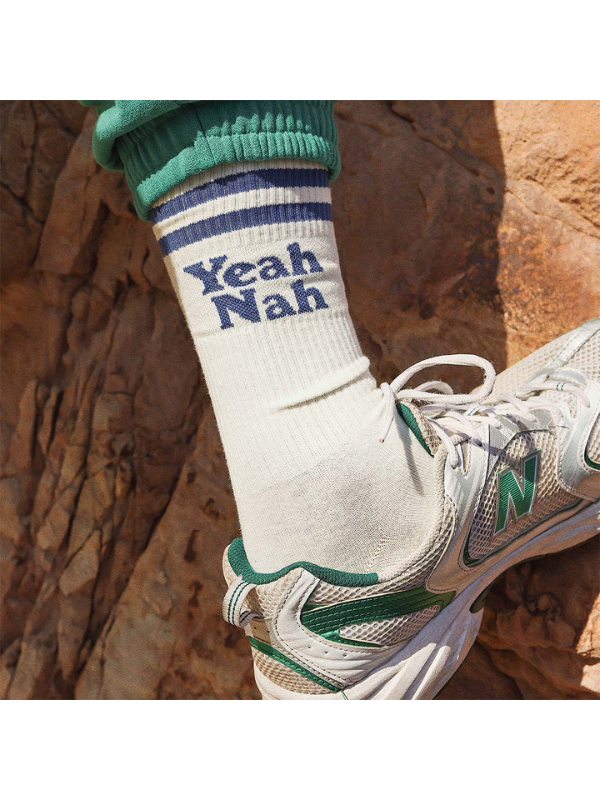 Skwosh Yeah Nah Socks White