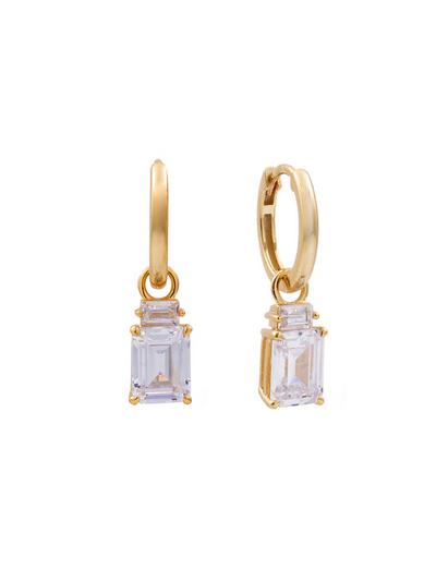 Sybella Jewellery Adeline Clear Baguette CZ Gold Earrings