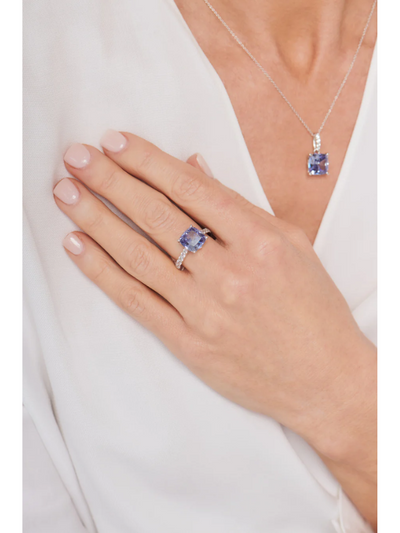 Sybella Jewellery Ariella Blue & Clear CZ Silver Pendant