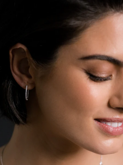 Sybella Jewellery Caroline CZ Fine Silver Hoop Earrings