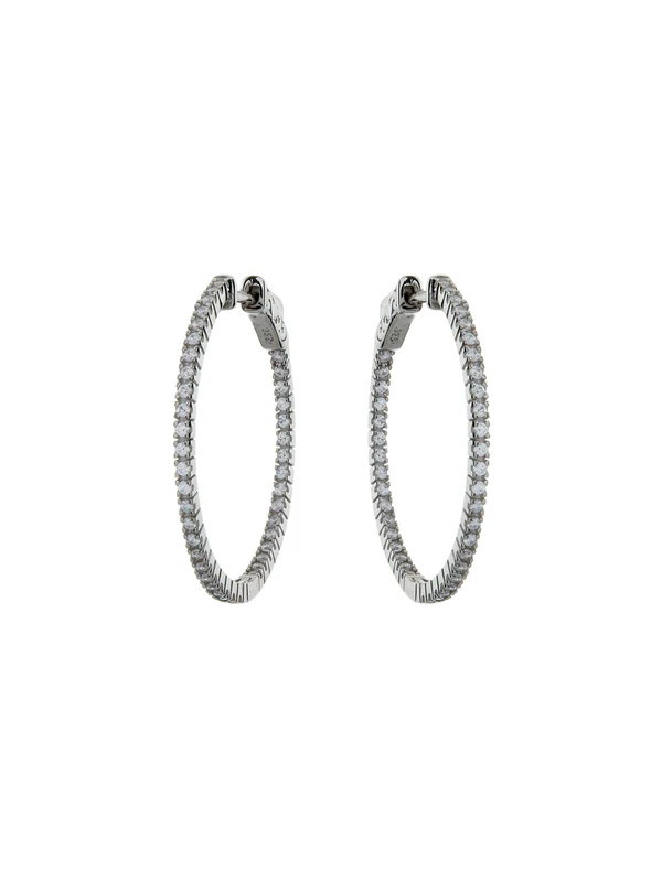 Sybella Jewellery Caroline CZ Fine Silver Hoop Earrings