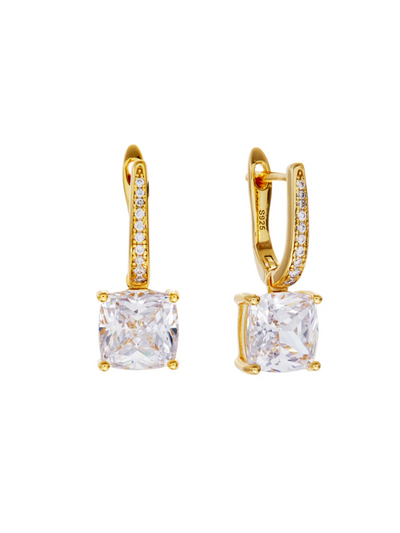 Sybella Jewellery Iris Square CZ Hoop Earrings Gold