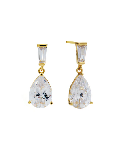 Sybella Jewellery Louise CZ Tear Drop Gold Earrings