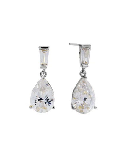 Sybella Jewellery Louise CZ Tear Drop Silver Earrings