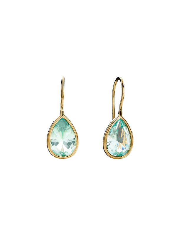 Sybella Jewellery Lulu Tear Drop Aqua Green & Gold Earrings