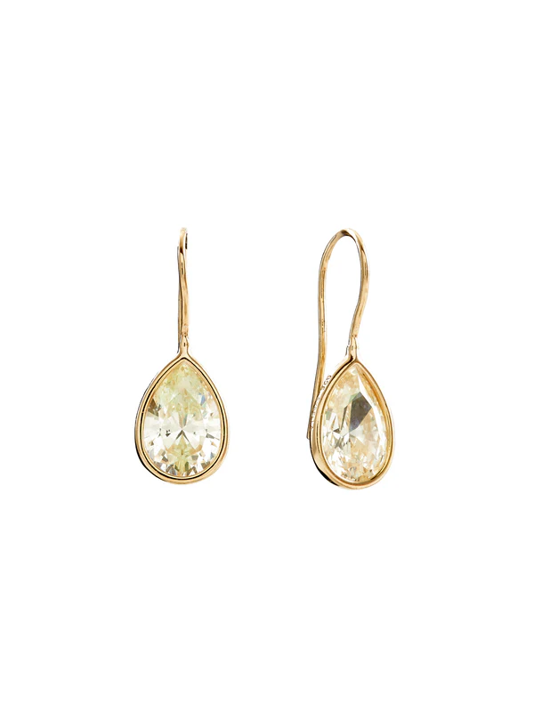 Sybella Jewellery Lulu Tear Drop Champagne Yellow & Gold Earrings