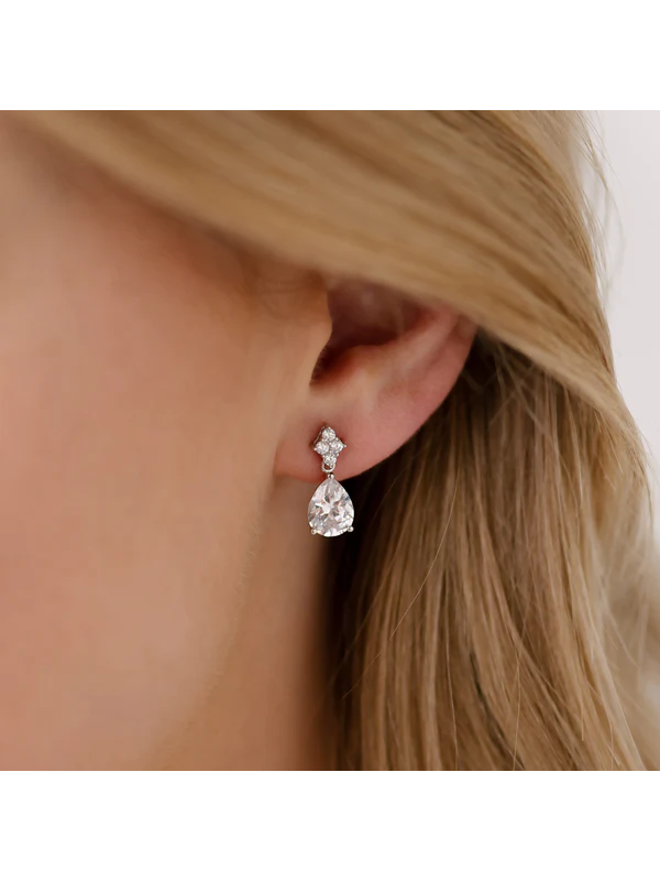 Sybella Jewellery Nora Rhodium CZ Drop Earrings