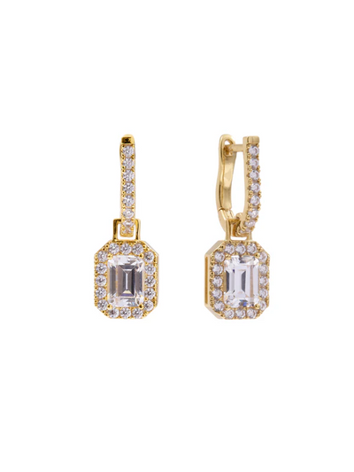 Sybella Jewellery Paloma Emerald Cut CZ Gold Earrings