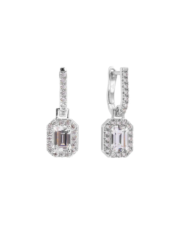 Sybella Jewellery Paloma Emerald Cut CZ Silver Earrings