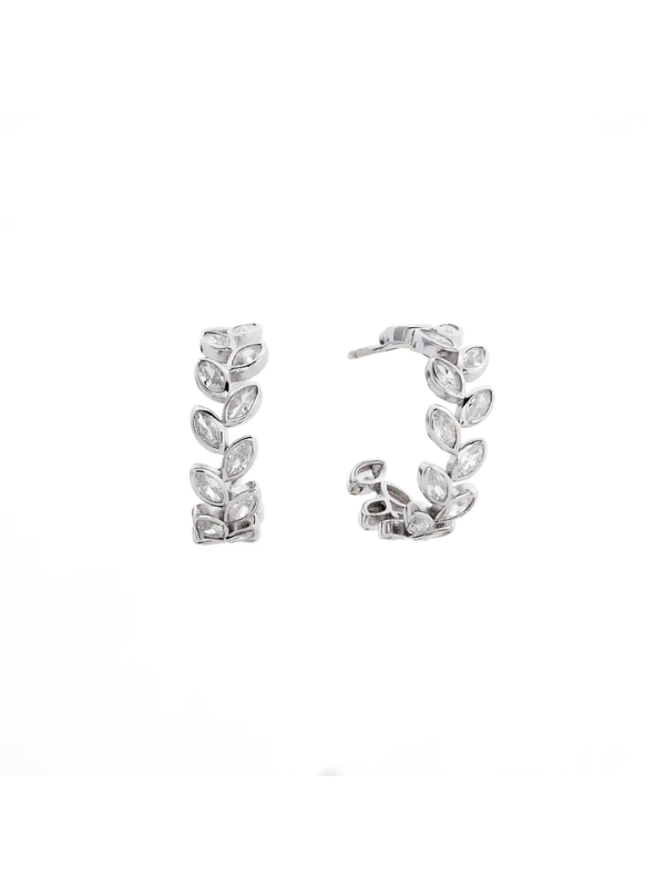 Sybella Jewellery Zimi Silver Leaf Hoop Earrings