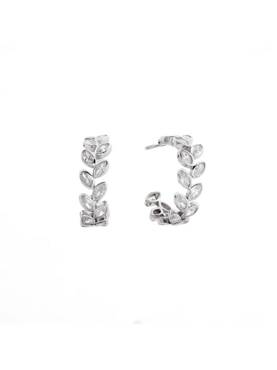 Sybella Jewellery Zimi Silver Leaf Hoop Earrings
