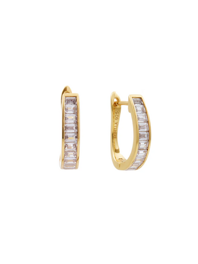 Sybella Jewellery Zoey Clear Baguette CZ Gold Hoop Earrings