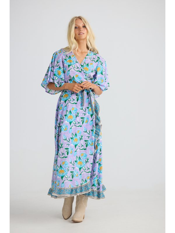 Talisman Daisy Wrap Dress Lilac Lotus Front