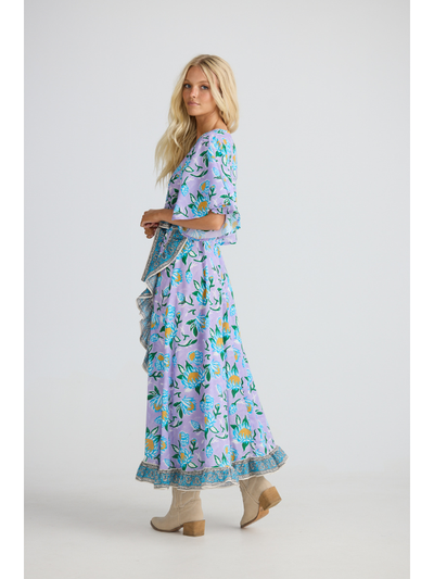 Talisman Daisy Wrap Dress Lilac Lotus Side