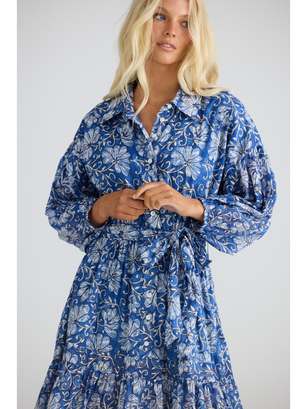 Talisman Echo Dress Blue Blossom Detail