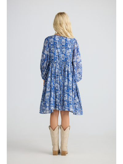 Talisman Wisteria Mini Dress Blue Blossom Back
