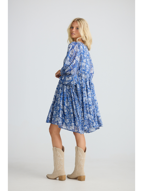 Talisman Wisteria Mini Dress Blue Blossom Side