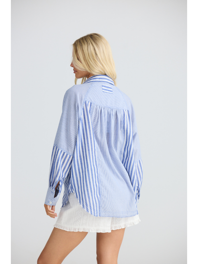 Talisman Yellowstone Shirt Navy Blue Stripe Detail