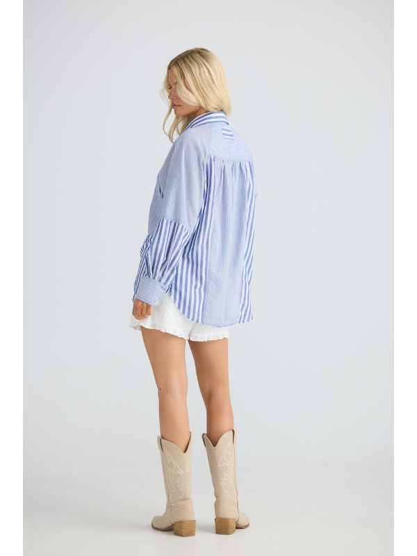 Talisman Yellowstone Shirt Navy Blue Stripe Side