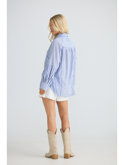 Talisman Yellowstone Shirt Navy Blue Stripe Side