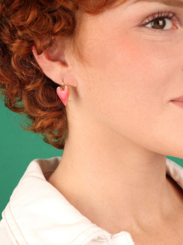 Taratata Bijoux Fantaisie Arty Lever Back Earrings Pink & Gold