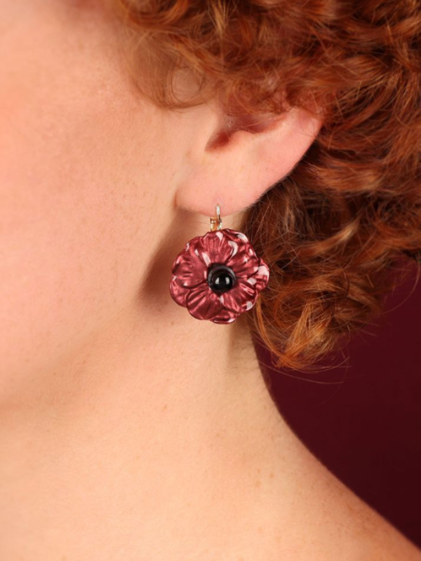 Taratata Bijoux Fantaisie Carmen Lever Back Earrings Red & Gold