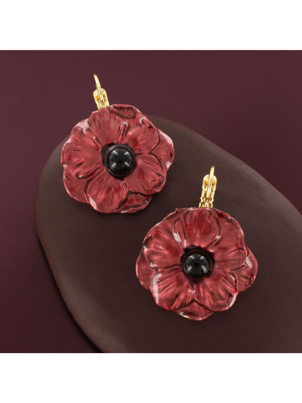 Taratata Bijoux Fantaisie Carmen Lever Back Earrings Red & Gold