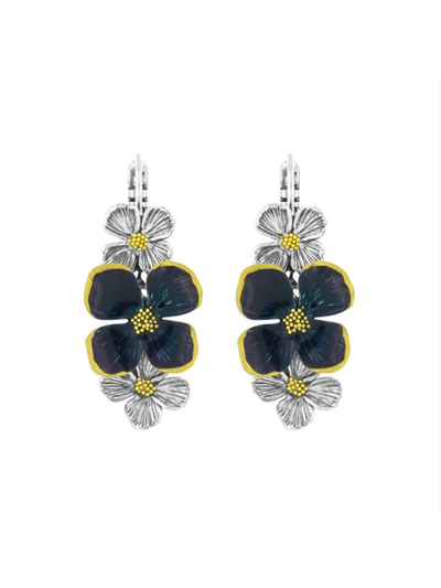 Taratata Fantaisie Hortensia Lever Back Earrings Blue & Silver