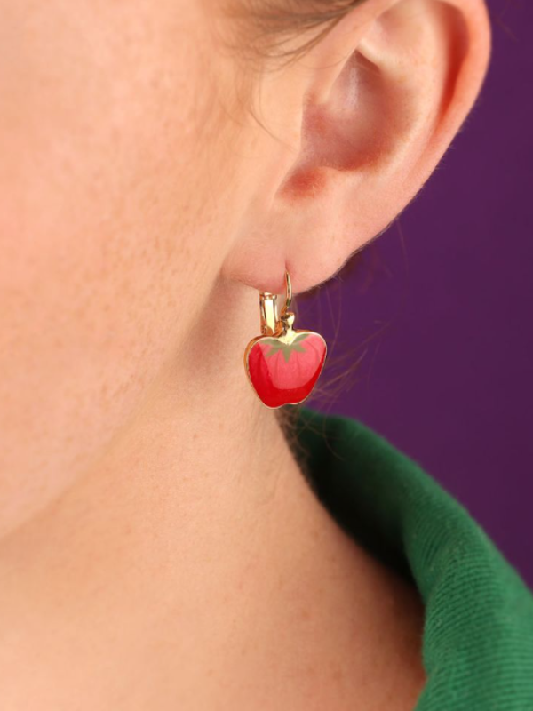 Taratata Bijoux Fantaisie Paprika Lever Back Earrings Red & Gold