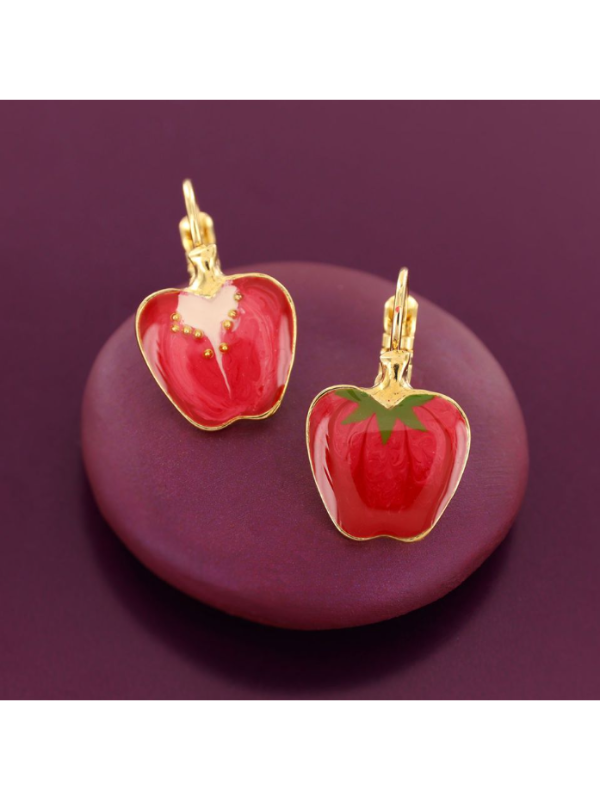 Taratata Bijoux Fantaisie Paprika Lever Back Earrings Red & Gold