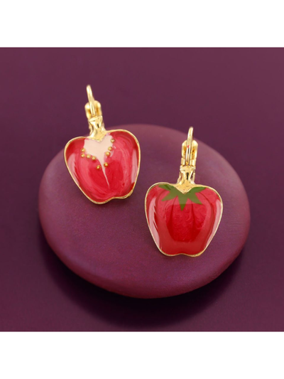 Taratata Bijoux Fantaisie Paprika Lever Back Earrings Red & Gold