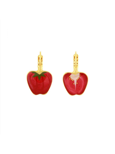 Taratata Bijoux Fantaisie Paprika Lever Back Earrings Red & Gold