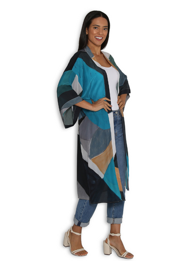 The Artists Label Moon Tide Light Silk Long Kimono (side)