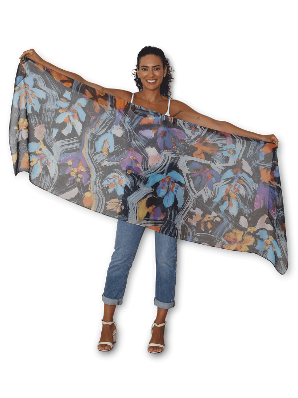 The Artists Label Night Flowers Wool Scarf